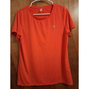 Under Armour Men's Shirt Size L Red Heat Gear Loose Fit Short Sleeves Athletic